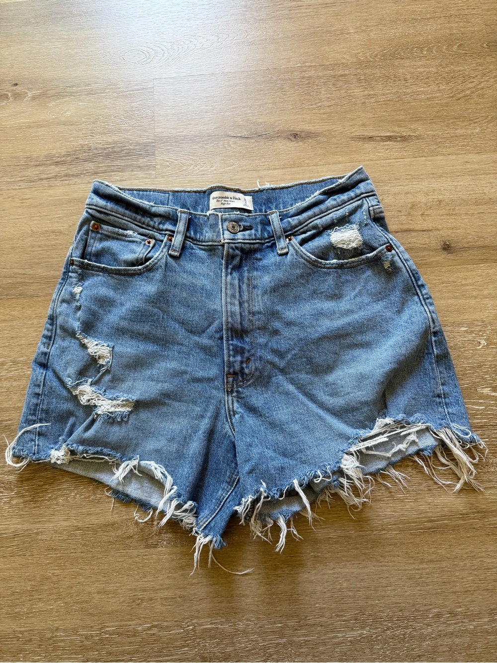 Abercrombie & Fitch Faded Blue Distressed Denim Shorts
